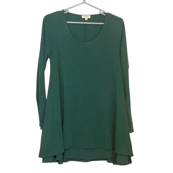 Umgee Tunic Shirt Dress Womens Small Long Sleeve Green Flowy Relaxed Maternity - Picture 1 of 6